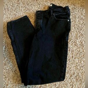 Women’s Abercrombie The Dad High Rise Button Fly Crossover Black Jeans.